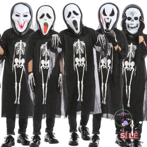 Bộ Trang Phục Xương Ma Đen Halloween Kèm Mặt Nạ - Thời Trang Cosplay Bí Ẩn Cho Bữa Tiệc Hóa Trang