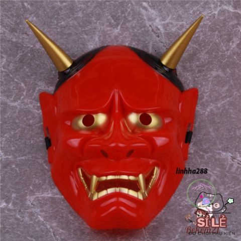 Mặt Nạ Hóa Trang Oni Hannya Halloween - Màu Đỏ, Trắng, Đen, Phụ Kiện Tiệc Tùng Ma Quái và Biểu Diễn Nghệ Thuật