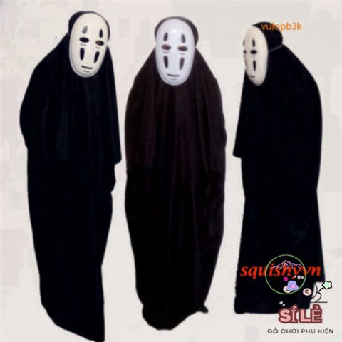 Bộ Trang Phục Hóa Trang Kaonashi Cosplay Spirited Away - Áo Choàng Đen và Mặt Nạ Vô Diện Cho Trẻ Em và Người Lớn