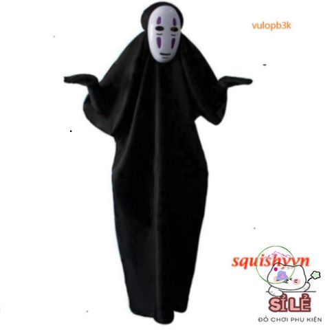 Bộ Trang Phục Hóa Trang Kaonashi Cosplay Spirited Away - Áo Choàng Đen và Mặt Nạ Vô Diện Cho Trẻ Em và Người Lớn