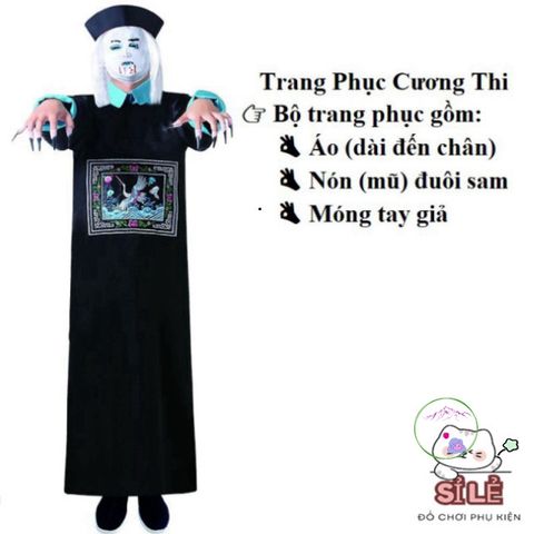 Bộ Trang Phục Halloween Cương Thi Hắc Bạch Diêm Vương Pháp Sư Cho Người Lớn - Thời Trang Cosplay Độc Đáo, Hoàn Hảo Cho Tiệc Hóa Trang