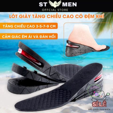 Lót Giày Nâng Chiều Cao Cao Cấp - Đệm Khí Siêu Thoáng, Điều Chỉnh 3-9cm Cho Nam Nữ, Giúp Tự Tin Hơn Trong Mọi Dịp