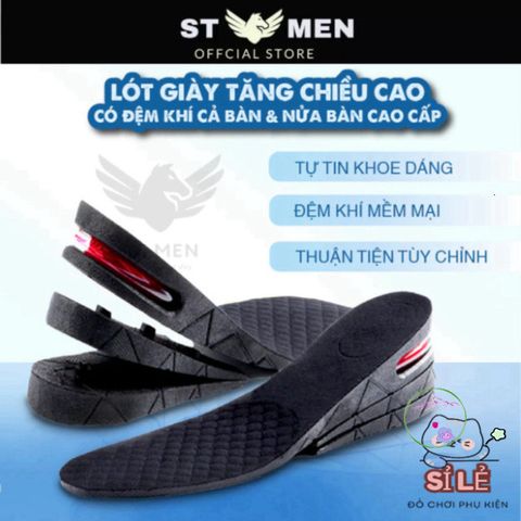 Lót Giày Nâng Chiều Cao Cao Cấp - Đệm Khí Siêu Thoáng, Điều Chỉnh 3-9cm Cho Nam Nữ, Giúp Tự Tin Hơn Trong Mọi Dịp