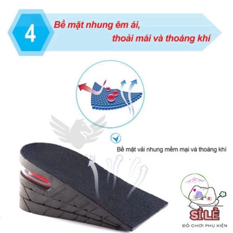 Lót Giày Nâng Chiều Cao Cao Cấp - Đệm Khí Siêu Thoáng, Điều Chỉnh 3-9cm Cho Nam Nữ, Giúp Tự Tin Hơn Trong Mọi Dịp
