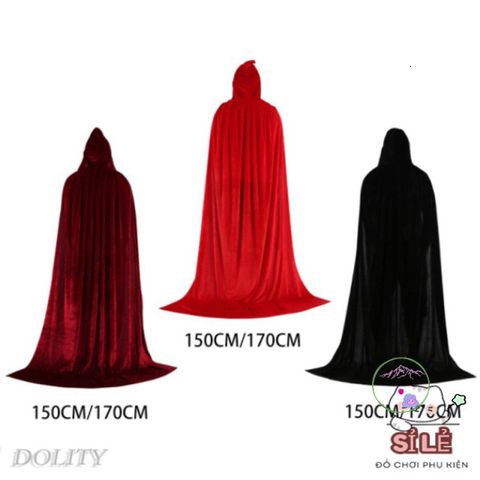 Áo Choàng Phù Thủy Dài Có Mũ - Trang Phục Halloween Huyền Bí Cho Dịp Hóa Trang, Kích Thước Đa Dạng