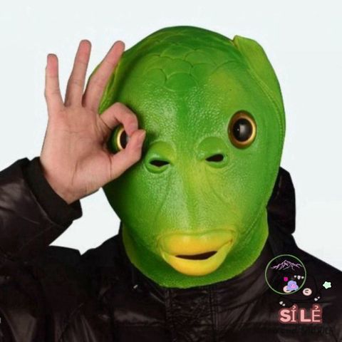 Mặt Nạ Hóa Trang Đầu Cá Độc Đáo - Phụ Kiện Cosplay 3 Màu Sắc Rực Rỡ: Xanh, Cam, Hồng Cho Tiệc Hóa Trang, Halloween
