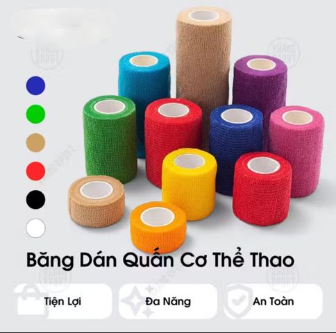 Băng Dán Quấn Cơ Thể Thao Cao Su Non - Chống Chấn Thương, Giúp Bảo Vệ Khớp, Đa Năng, Tái Sử Dụng, Tiện Lợi, Nhiều Màu Sắc