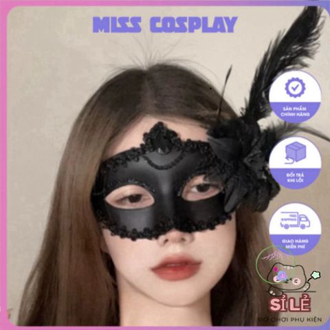 Mặt Nạ Hóa Trang Nửa Mặt Nhật Bản - Halloween Sang Trọng Kèm Lông Vũ, Phong Cách Cosplay Độc Đáo cho Tiệc Tùng và Sự Kiện