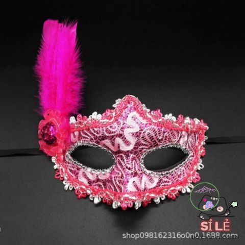 Mặt Nạ Hóa Trang Nửa Mặt Nhật Bản - Halloween Sang Trọng Kèm Lông Vũ, Phong Cách Cosplay Độc Đáo cho Tiệc Tùng và Sự Kiện