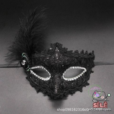 Mặt Nạ Hóa Trang Nửa Mặt Nhật Bản - Halloween Sang Trọng Kèm Lông Vũ, Phong Cách Cosplay Độc Đáo cho Tiệc Tùng và Sự Kiện