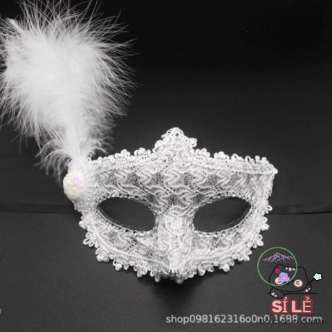 Mặt Nạ Hóa Trang Nửa Mặt Nhật Bản - Halloween Sang Trọng Kèm Lông Vũ, Phong Cách Cosplay Độc Đáo cho Tiệc Tùng và Sự Kiện