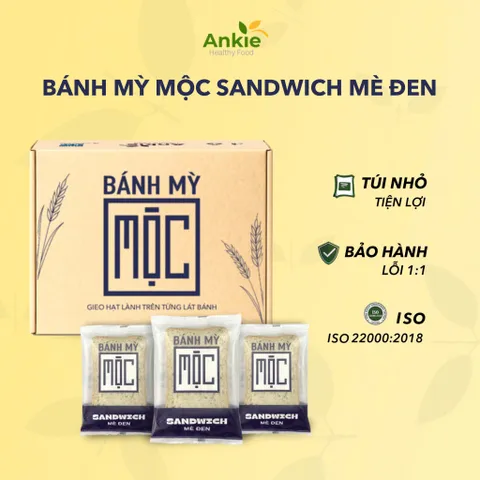Bánh mỳ Mộc sandwich gạo lứt, mè đen ăn kiêng cho người tiểu đường ANKIE - Hộp 06 Gói 330g