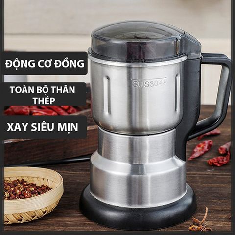 Máy Xay Hạt Khô Cầm Tay 300W Thép Không Gỉ - Xay Đậu, Gạo, Nguyên Liệu Tiện Lợi Cho Bếp Nhà Ẩm Thực Việt Nam