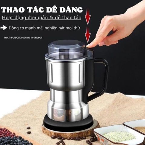 Máy Xay Hạt Khô Cầm Tay 300W Thép Không Gỉ - Xay Đậu, Gạo, Nguyên Liệu Tiện Lợi Cho Bếp Nhà Ẩm Thực Việt Nam