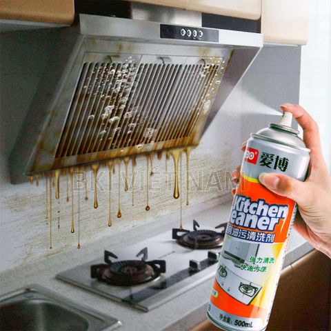 Bình xịt vệ sinh nhà bếp đa năng KITCHEN Cleaner 500ML - Tẩy sạch dầu mỡ, vết bẩn cứng đầu, bọt tuyết siêu hiệu quả