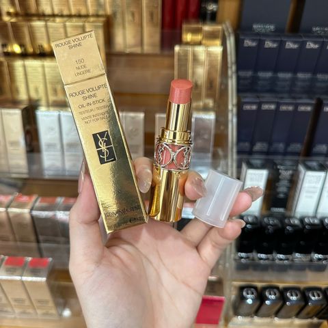 Son YSL Rouge Volupté Shine 150 Nude Lingerie - Son Dưỡng Có Màu Bóng Nhẹ Tông Nude Tự Nhiên, Chất Son Mềm Mượt, Trang Điểm Hằng Ngày