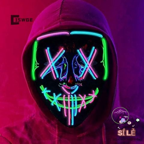 Mặt Nạ LED Neon Cyberpunk Phát Sáng - Phụ Kiện Halloween và Cosplay Cá Tính cho Người Lớn, Độc Đáo và Ấn Tượng