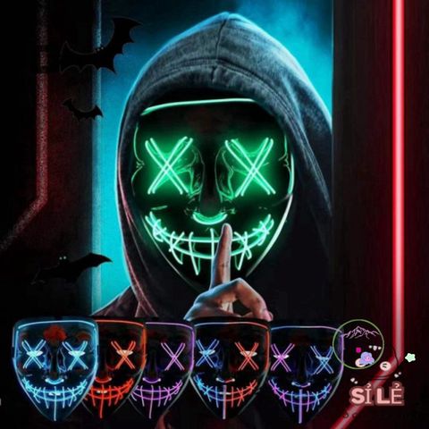 Mặt Nạ LED Neon Cyberpunk Phát Sáng - Phụ Kiện Halloween và Cosplay Cá Tính cho Người Lớn, Độc Đáo và Ấn Tượng