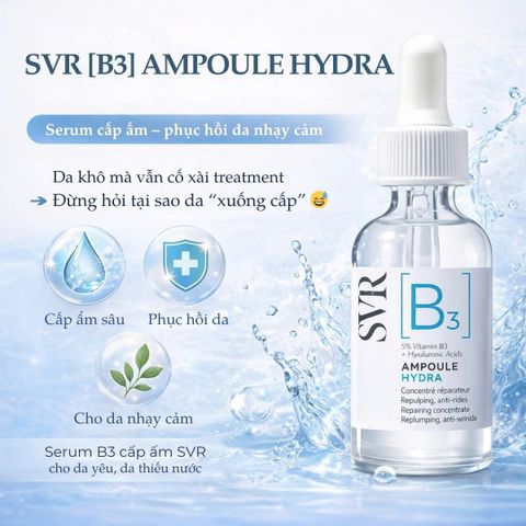 Tinh Chất Cấp Ẩm Phục Hồi Da SVR Ampoule [B3] Hydra 30ml - Vitamin B3 & Hyaluronic Acid Cho Da Khô, Nhạy Cảm, Khỏe Mạnh