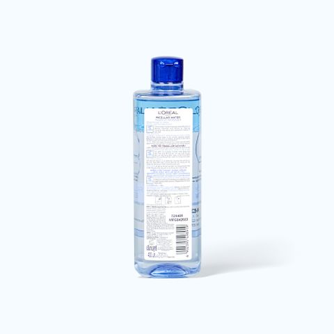 Nước Tẩy Trang L'Oreal Paris Micellar Water 400ml - Làm Sạch Sâu, Loại Bỏ Bụi Bẩn & Trang Điểm 3-in-1, Phù Hợp Mọi Loại Da