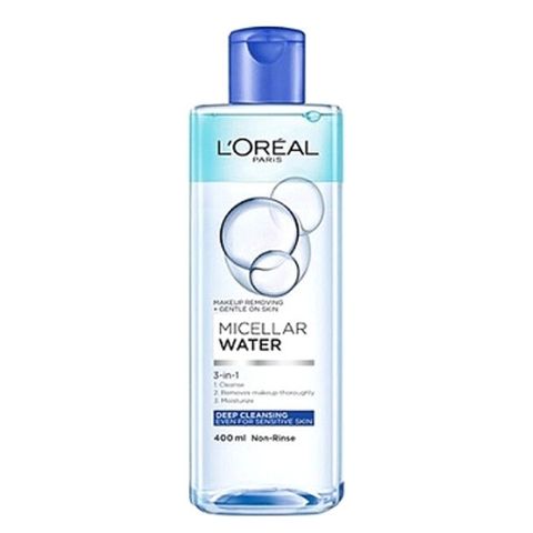 Nước Tẩy Trang L'Oreal Paris Micellar Water 400ml - Làm Sạch Sâu, Loại Bỏ Bụi Bẩn & Trang Điểm 3-in-1, Phù Hợp Mọi Loại Da
