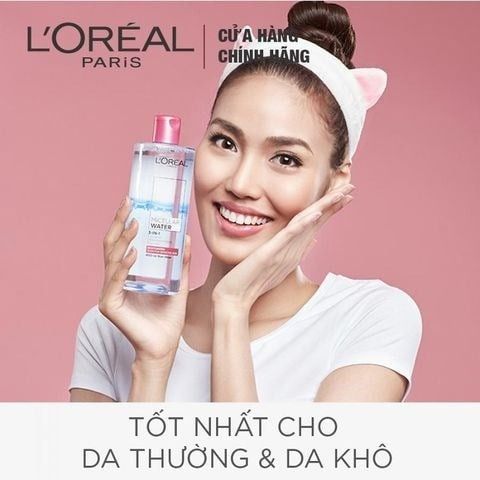Nước tẩy trang L'Oreal Paris Micellar Water 3-in-1 400ml - Làm sạch sâu, dưỡng ẩm cho mọi loại da, không cồn, không paraben