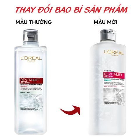 Nước Tẩy Trang L'Oreal Paris Micellar Water 400ml - Làm Sạch Sâu Da Dầu Mụn, Loại Bỏ Trang Điểm & Duy Trì Độ Ẩm 3-in-1