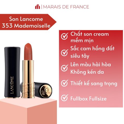 Son Lì Lancôme L’Absolu Rouge Drama Matte 353 Mademoiselle Penélope - Son Cam Đỏ Sang Trọng, Fullsize, Chất Lì Mịn Mượt, Đẳng Cấp Cao Cấp