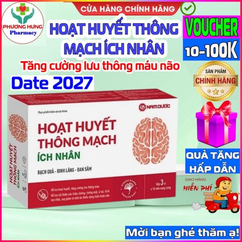 Thực phẩm bảo vệ sức khỏe Hoạt huyết Thông mạch Ích Nhân - Hỗ trợ tuần hoàn máu não, giúp cải thiện trí nhớ - Hộp 30 viên