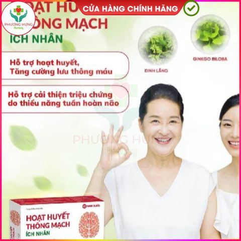 Thực phẩm bảo vệ sức khỏe Hoạt huyết Thông mạch Ích Nhân - Hỗ trợ tuần hoàn máu não, giúp cải thiện trí nhớ - Hộp 30 viên