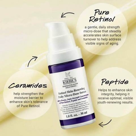 Tinh Chất Tái Tạo Da Kiehl's Retinol 50ml - Serum Cao Cấp Renewing Daily Micro-Dose, Chống Nếp Nhăn, Giúp Da Tươi Sáng, Chính Hãng
