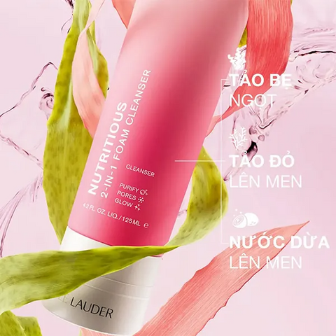 Set Sữa Rửa Mặt Estee Lauder Nutritious 2-in-1 Foam Cleanser 250ml - Dưỡng Ẩm, Làm Sáng Da, Chính Hãng Từ Estee Lauder