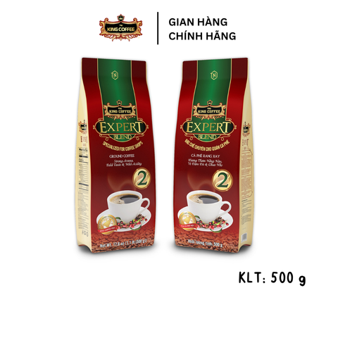 Cà Phê Rang Xay Expert Blend 2 KING COFFEE - Túi 500g Hương Vị Đậm Đà Từ Robusta & Arabica, Phê Đậm Chua Nhẹ Cho Quán Cà Phê