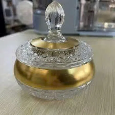 Thố Pha Lê Mài Mạ Vàng BOHEMIA 13cm - Tô Sang Trọng Đựng Mứt Kẹo Decor Khách Sạn, Quà Tặng Hoàn Hảo