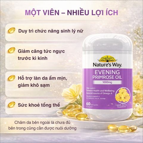 Tinh Dầu Hoa Anh Thảo Nature’s Way 60 Viên - Bổ Sung Dưỡng Chất Từ Thực Vật, Viên Nang Mềm Tiện Lợi Cho Sức Khỏe