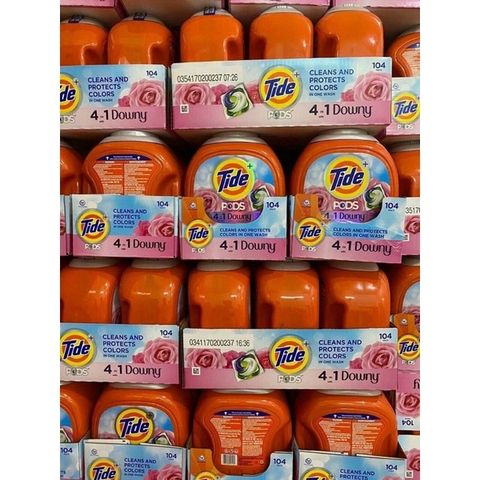 Viên Giặt Tide 4 in 1 Oxy Plus Downy - Giặt Sạch, Lưu Hương Thơm Ngọt - Hàng Mỹ 104 Viên 2.85kg