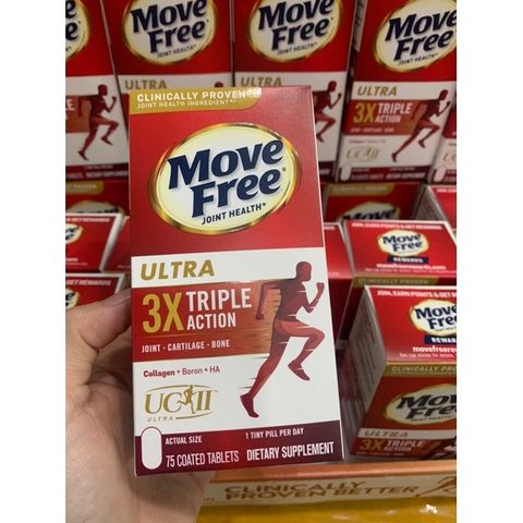Viên uống hỗ trợ xương khớp Schiff Move Free Ultra Triple Action 75 viên - Collagen type II, axit hyaluronic, bảo vệ khớp khỏe mạnh