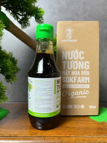 Nước Tương Mật Hoa Dừa Hữu Cơ Sokfarm 200ml - Ít Muối, Không Đậu Nành, Thực Phẩm Tự Nhiên Chứng Nhận USDA, EU, FDA