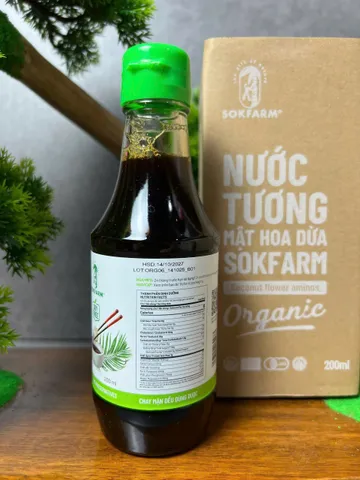 Nước Tương Mật Hoa Dừa Hữu Cơ Sokfarm 200ml - Ít Muối, Không Đậu Nành, Thực Phẩm Tự Nhiên Chứng Nhận USDA, EU, FDA
