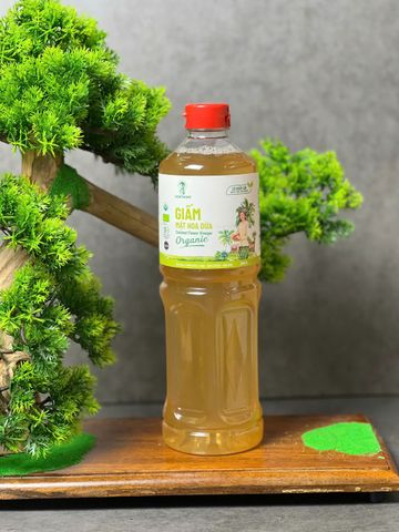 Giấm Mật Hoa Dừa Organic Sokfarm 1 Lít - Giấm Cái Tự Nhiên, Giàu Khoáng Chất, Non-GMO, Hương Dừa Thơm Ngon