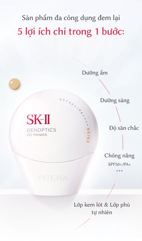 Kem Chống Nắng SK-II GenOptics CC Primer Beige 30g SPF 50+/PA++++ - Lớp Nền Hoàn Hảo, Chống Nắng Tối Ưu, Chăm Sóc Da Mịn Màng