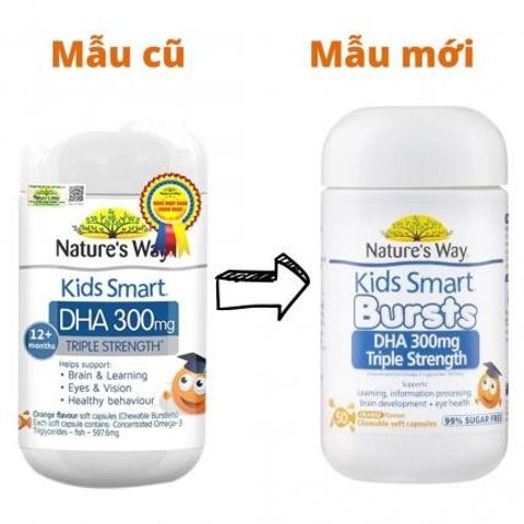Viên Nhai Bổ Sung DHA Cho Trẻ Em Nature’s Way Kids Smart Bursts 300mg Triple Strength - Hương Vị Trái Cây, Dinh Dưỡng Hằng Ngày