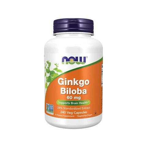 NOW Ginkgo Biloba 60 mg-viên uống giúp cải thiện chức năng não bộ và tăng tuần hoàn máu não