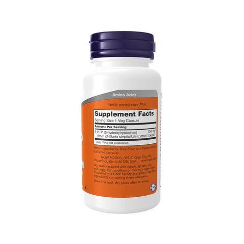 Now 5-HTP 100 mg- viên uống giúp giảm tình trạng căng thẳng và nâng cao chất lượng chất ngủ