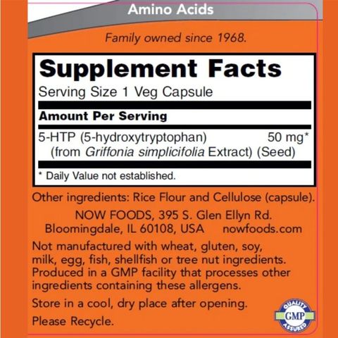 Now 5-HTP 100 mg- viên uống giúp giảm tình trạng căng thẳng và nâng cao chất lượng chất ngủ