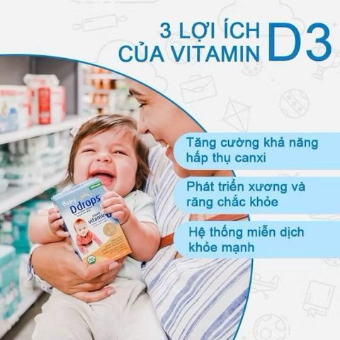 Vitamin D3 Baby Drops 400IU - Nhỏ Giọt Bổ Sung Canxi Cho Bé Sơ Sinh & Trẻ Nhỏ, USDA Organic, Hỗ Trợ Phát Triển Xương Khỏe Mạnh