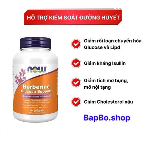 Viên uống Now Berberine Glucose Support - Hỗ trợ kiểm soát đường huyết, cholesterol - Gymstore