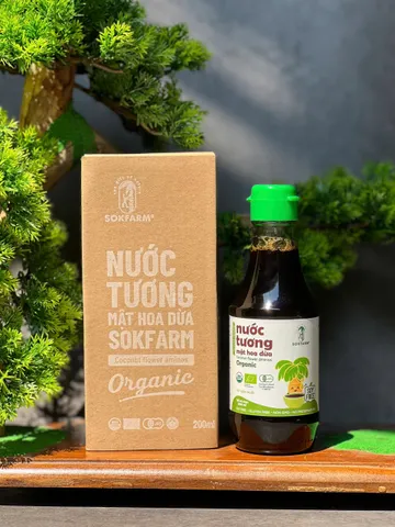Nước tương cho bé ăn dặm từ mật hoa dừa Sokfarm - Nước chấm tự nhiên ít muối, không chất bảo quản, an toàn cho trẻ em