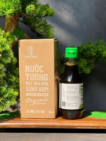 Nước tương cho bé ăn dặm từ mật hoa dừa Sokfarm - Nước chấm tự nhiên ít muối, không chất bảo quản, an toàn cho trẻ em