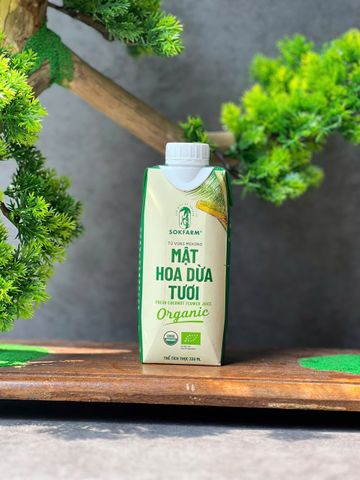 Mật Hoa Dừa Tươi Organic Sokfarm 330ml - Thức Uống Giải Khát Tự Nhiên, Ngọt Mát Hữu Cơ, Không Chất Bảo Quản